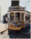 Famous 28 number yellow tram in Lisbon, Portugal