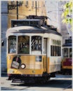 Famous 28 number yellow tram in Lisbon, Portugal