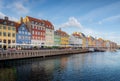 Famous Nyhavn port and waterfront - colorful postcard view - Copenhagen, Denmark Royalty Free Stock Photo