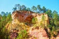 Famous Ochre path through large ochre deposits in Roussillon, Provence, France
