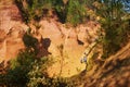 Famous Ochre path through large ochre deposits in Roussillon, Provence, France