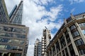 The famous office buildings - The Cheesegrater Leadenhall Building and the Lloyd`s Building in the City of London Royalty Free Stock Photo