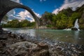 The famous old bridge of Konitsa, Zagori, Epirus, Greece, Europe Royalty Free Stock Photo