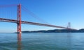 Famous old bridge over river Tejo Royalty Free Stock Photo