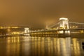 Famous old chain bridge in Budapest at night Royalty Free Stock Photo