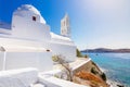 The famous old church of Agia Irini, at the entrance of Yalos, the port of Ios island, Cyclades. Royalty Free Stock Photo