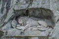 Famous and old dying lion monument in Lucerne or Luzern in Switzerland Royalty Free Stock Photo