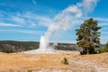 Famous Old Faithful geyser erupting, Yellowstone National Park Royalty Free Stock Photo