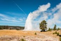 Famous Old Faithful geyser erupting, Yellowstone National Park Royalty Free Stock Photo
