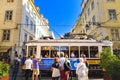 Famous old historic tourist yellow tram in Lisbon