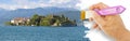 The famous old Isola Bella in the Lake Maggiore with the Borromeo Palace, one of the most famous small italian island Italy - Royalty Free Stock Photo