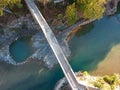 The famous old stoned bridge of Konitsa over Aoos river. Tymfi mount, Zagori, Epirus, Greece, Europe Royalty Free Stock Photo