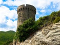 Famous old watchtower of Losso in the municipality of Cagnano long the road of the east coast of Cap Corse.