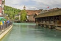 Famous old wooden bridge . Switzerland. Royalty Free Stock Photo