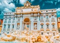 Famous and one of the most beautiful fountain of Rome - Trevi Fountain Fontana di Trevi. Italy