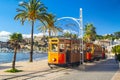 The famous orange tram runs from Soller to Port de Soller, Mallorca, Spain