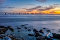The famous Oresund bridge at dusk Royalty Free Stock Photo