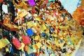 The famous padlocks on one of the bridges over the Seine in Paris in autumn Royalty Free Stock Photo
