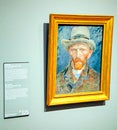 Famous painting Self-portrait by Vincent Van Gogh in gallery Rijksmuseum in city Amsterdam, Netherlands Royalty Free Stock Photo