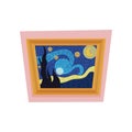 Famous painting of starry night by Vincent van Gogh. Museum exhibit. Art gallery theme. Flat vector for advertising Royalty Free Stock Photo