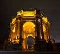 Famous Palace of Fine Arts in Marina, USA at night Royalty Free Stock Photo