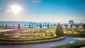 Beautiful French gardens in front of Versailles Palace near Paris, France Royalty Free Stock Photo