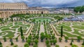 Famous palace Versailles with beautiful gardens timelapse. Royalty Free Stock Photo