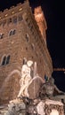 The famous Palazzo Vecchio of Florence illuminated at night Royalty Free Stock Photo