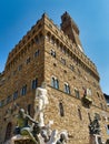 Famous Palazzo vecchio old palace in Florence in Square of the Signoria Italy Royalty Free Stock Photo