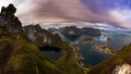 Famous Panorama from Reinebringen over Reine Town Royalty Free Stock Photo