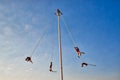 Famous Papantla Flyers Show in Puerto Vallarta Malecon Royalty Free Stock Photo