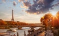 Paris with Eiffel Tower against autumn leaves in France Royalty Free Stock Photo