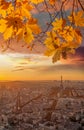 Paris with Eiffel Tower against colorful sunset in France Royalty Free Stock Photo