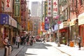 Typical busy street in China Town, New York, USA