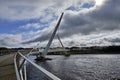 The famous Peace Bridge over Foyle river, located in Derry, Northern Ireland Royalty Free Stock Photo