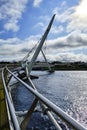 The famous Peace Bridge over Foyle river, located in Derry, Northern Ireland Royalty Free Stock Photo