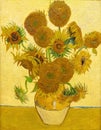 sunflowers in a vase, still life paintings by the painter Vincent van Gogh, furth version, yellow Royalty Free Stock Photo