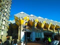 Famous and picturesque yellow cubic houses of Rotterdam, the modern Dutch metropolis