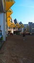 Famous and picturesque yellow cubic houses of Rotterdam, the modern Dutch metropolis