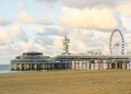 The famous pier jetty of Scheveningen beach the hague a popular touristic hot spot in the Netherlands Royalty Free Stock Photo