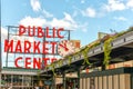 Famous Pike Place Market sign in Seattle, Washington, USA Royalty Free Stock Photo