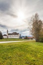 Famous Pilgrimage Church Wieskirche view in Bavaria, Germany Royalty Free Stock Photo