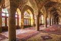 Famous pink mosque decorated with mosaic tiles, Shiraz, Iran.