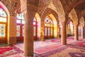 Famous pink mosque decorated with mosaic tiles, Shiraz, Iran.