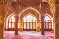 Famous pink mosque decorated with mosaic tiles, Shiraz, Iran. Royalty Free Stock Photo