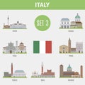 Famous Places Italy cities. Set 3 Royalty Free Stock Photo