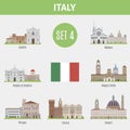 Famous Places Italy cities. Set 4 Royalty Free Stock Photo