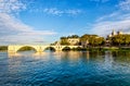 Famous Pont dÃÂ´ Avignon over Rhone River Saint Benezet Bridge at sunset. Avignon, Provence, France Royalty Free Stock Photo