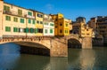 Famous Ponte Vecchio with river Arno at sunset in Florence, Italy Royalty Free Stock Photo