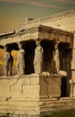 The famous Porch of the Caryatids or the Maidens on the south side of the Erechtheion or Erechtheum an ancient Greek temple on the Royalty Free Stock Photo